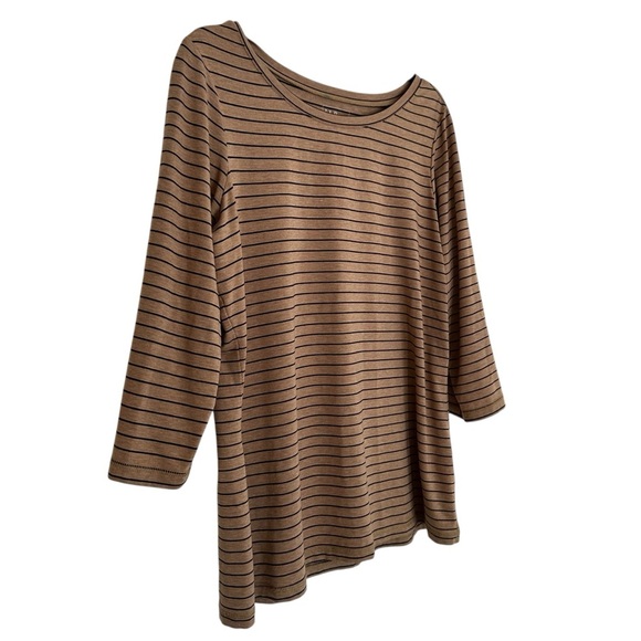 L. L. Bean brown and black striped tunic super soft Tencel spandex blend Large - Picture 4 of 9